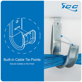 ICC J-hook holding CAT6 cable bundle, maintains bend radius and order