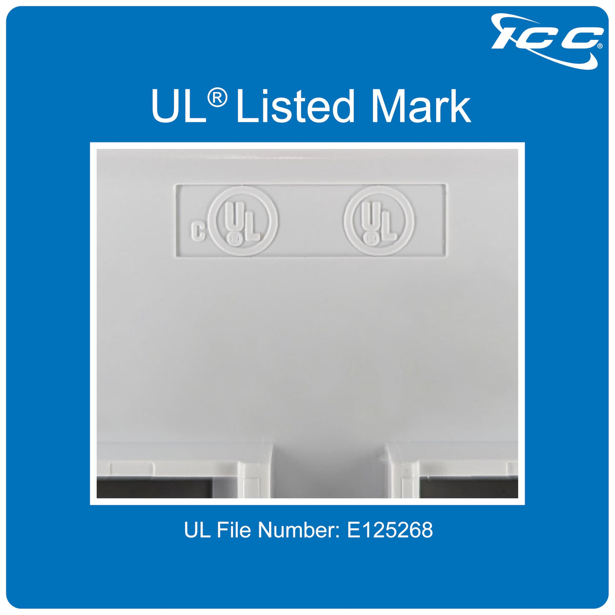 ICC keystone plate close-up texture showing durable ABS material and neat edge