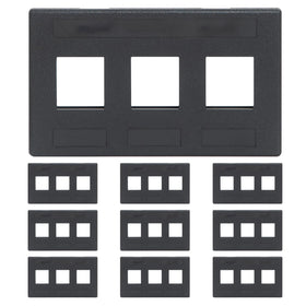 ICC modular faceplate with three ports for tidy TIA cabling in black