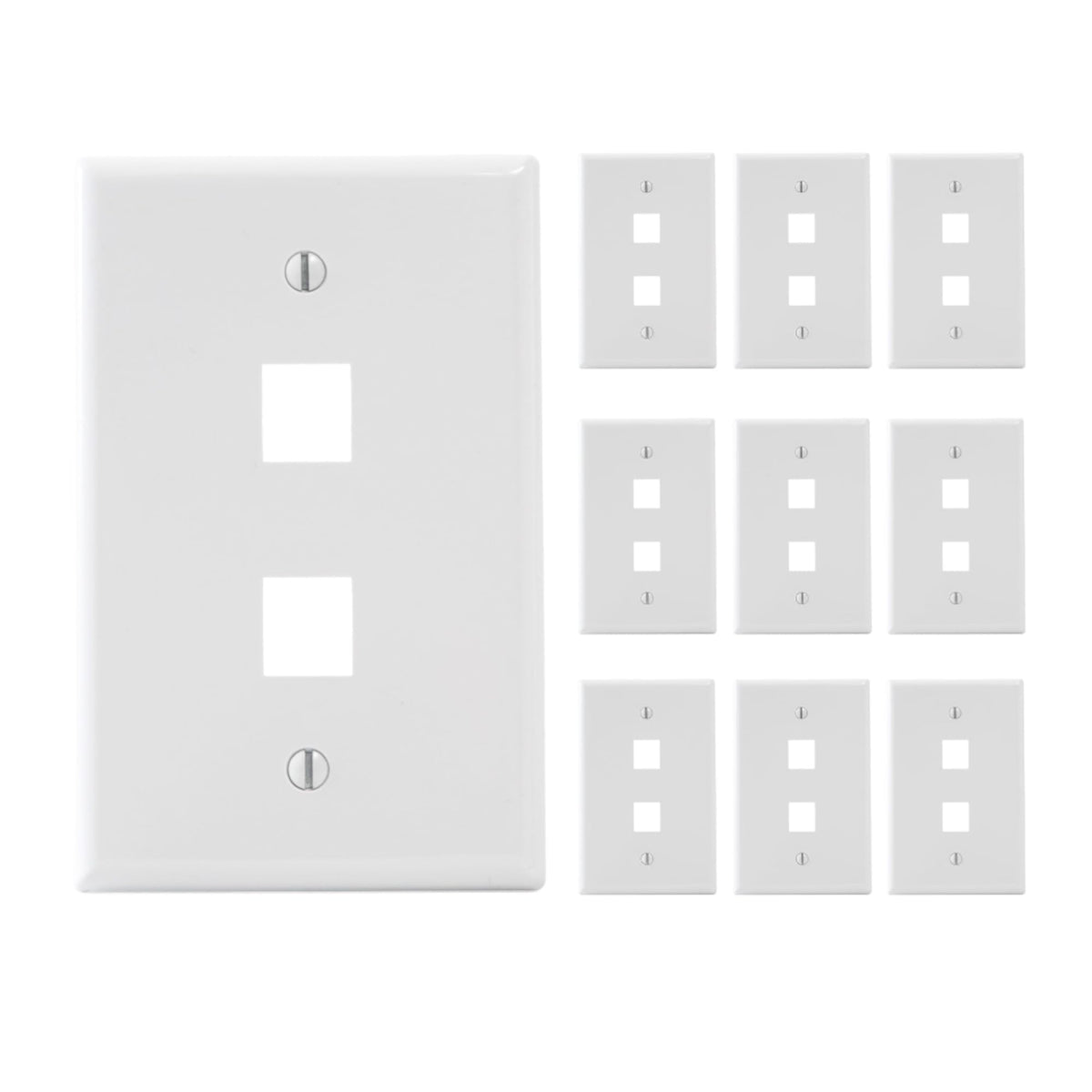 ICC oversized 2-port faceplate front view shows clean finish and larger coverage