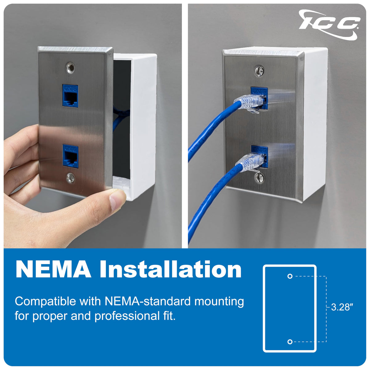 ICC scale with single gang box illustrating correct fit and installation benefit
