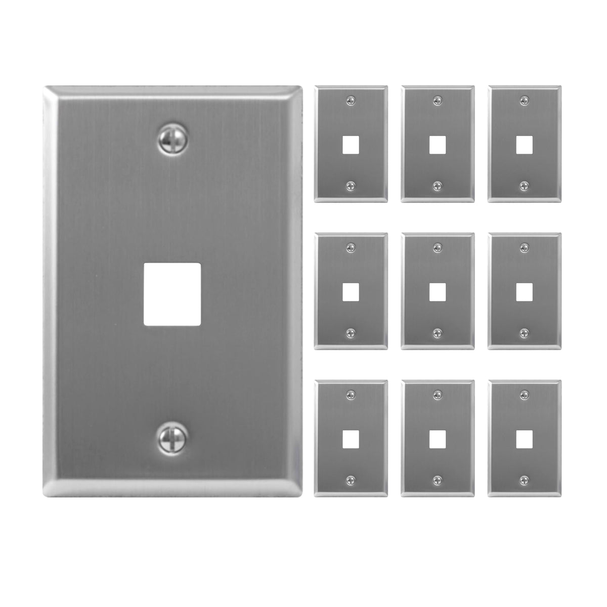 ICC stainless steel front plate showing single keystone port and neat finish for durability