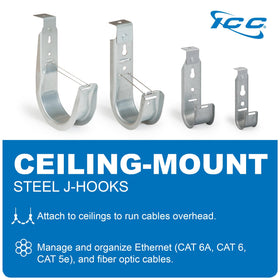 ICC J-Hook complies with TIA/EIA standards for safe structured cabling.
