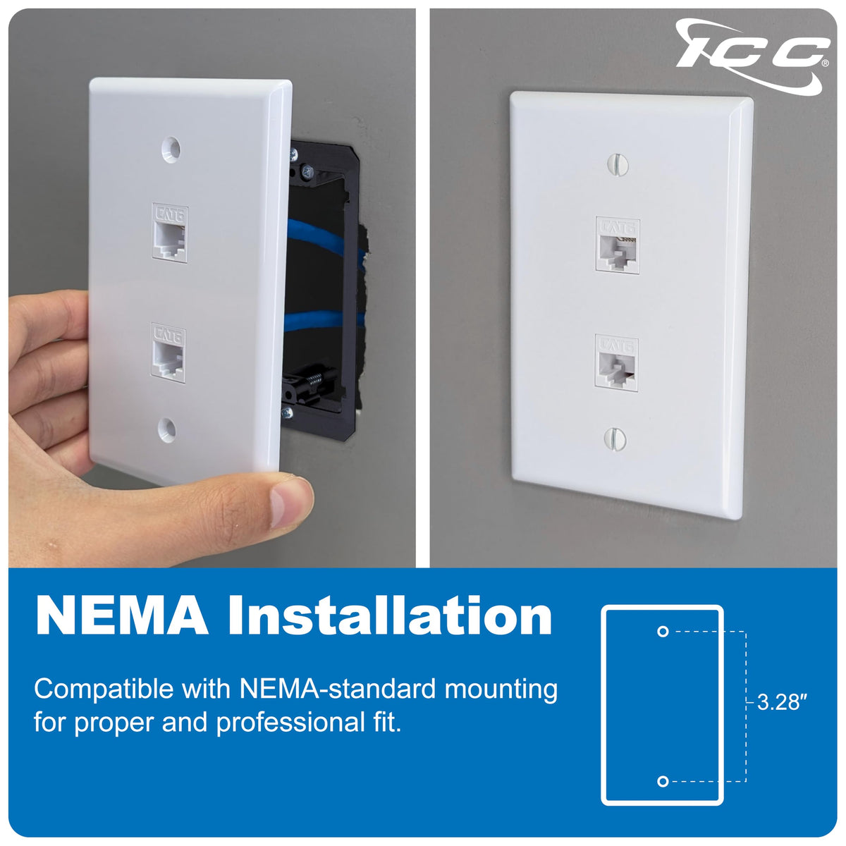 ICC two empty keystone slots ready for modular inserts for flexible setup