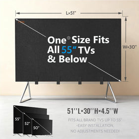 Bottom straps keep the TV cover securely in place during renovations
