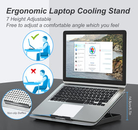 ICE COOREL adjustable-height stand shows ergonomic typing angles.