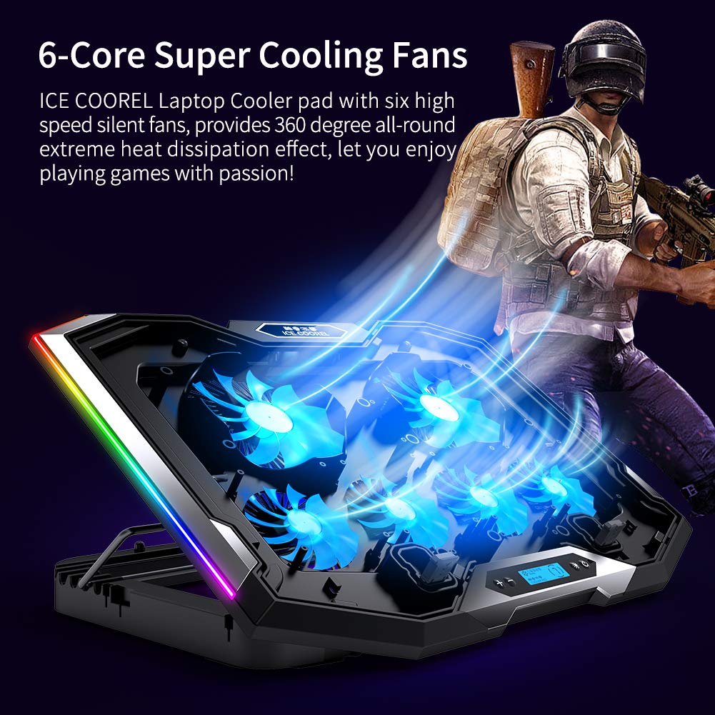 ICE COOREL placed in a gaming setup reducing laptop temperatures