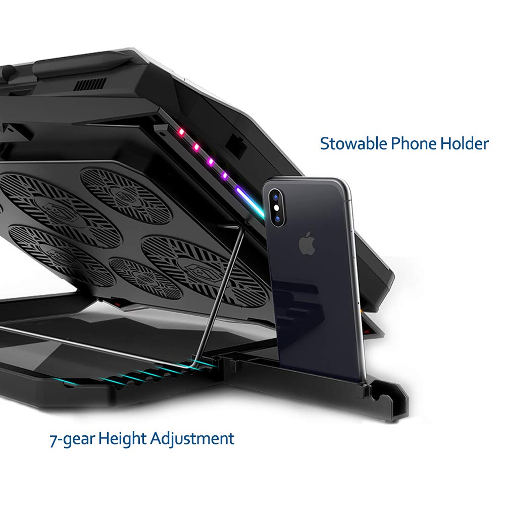 ICE COOREL side view of phone stand and dual USB ports for convenience