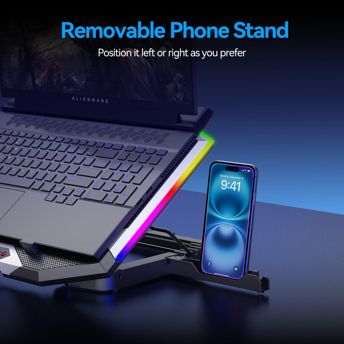 ICE COOREL phone stand and dual USB ports for convenient device access