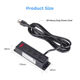 ICEELEC furniture power strip mounted under desk with 10ft cord for easy reach