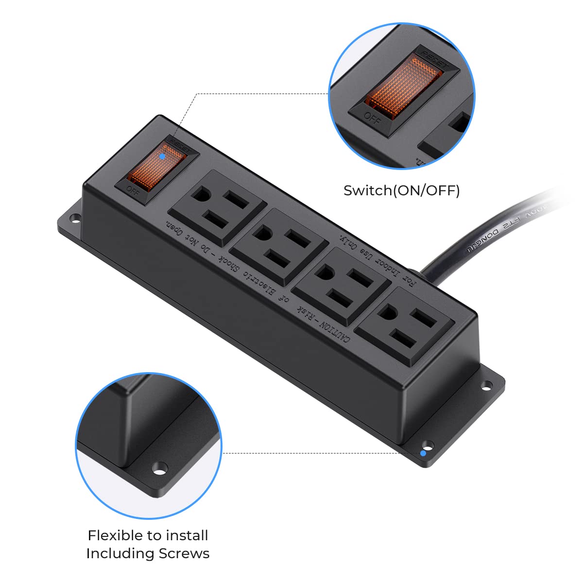 ICEELEC under-desk mountable power strip ideal for compact office setups