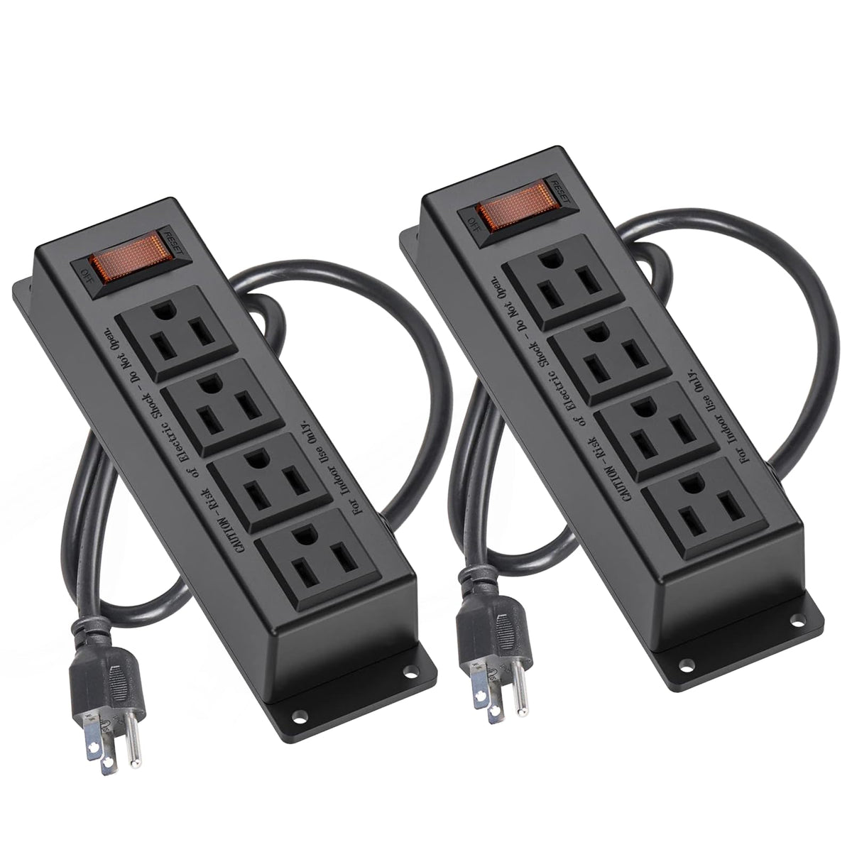 ICEELEC wall-mount power strip with four outlets for organized office setup.