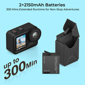 Icefox dual 2150mAh batteries extend recording time for adventures.