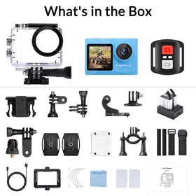 Remote control offers hands-free filming during diving or cycling.
