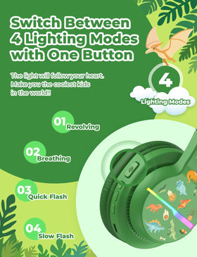 iClever BTH12 LED side view with colorful lights, demonstrating visual appeal during play