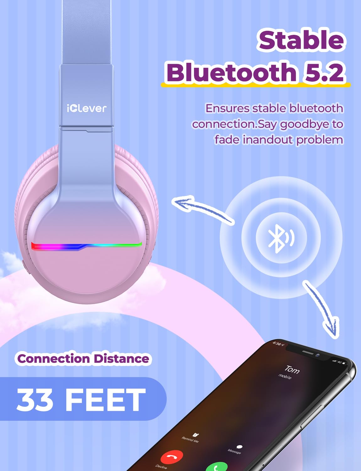 USB-C charging port on iClever BTH12 demonstrating fast charging advantage