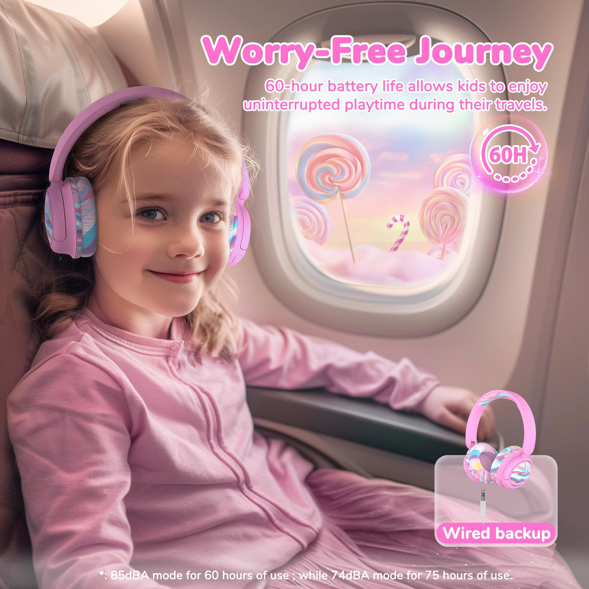 iClever BTH22 over-ear fit with soft cushions, kid friendly