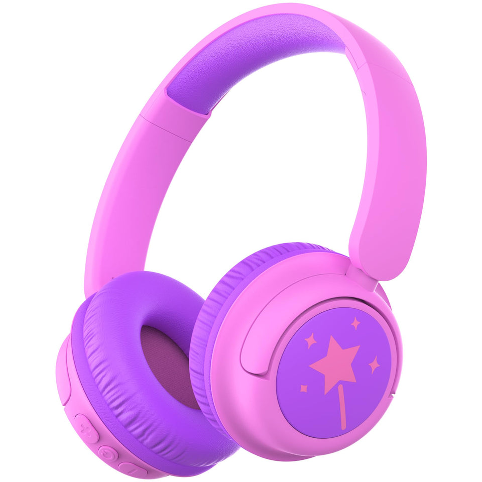 iClever BTH22 kids headphones magenta front view for classroom listening with safe volume
