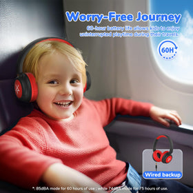 iClever BTH22 kids headphones red rotating earcups for comfortable fit