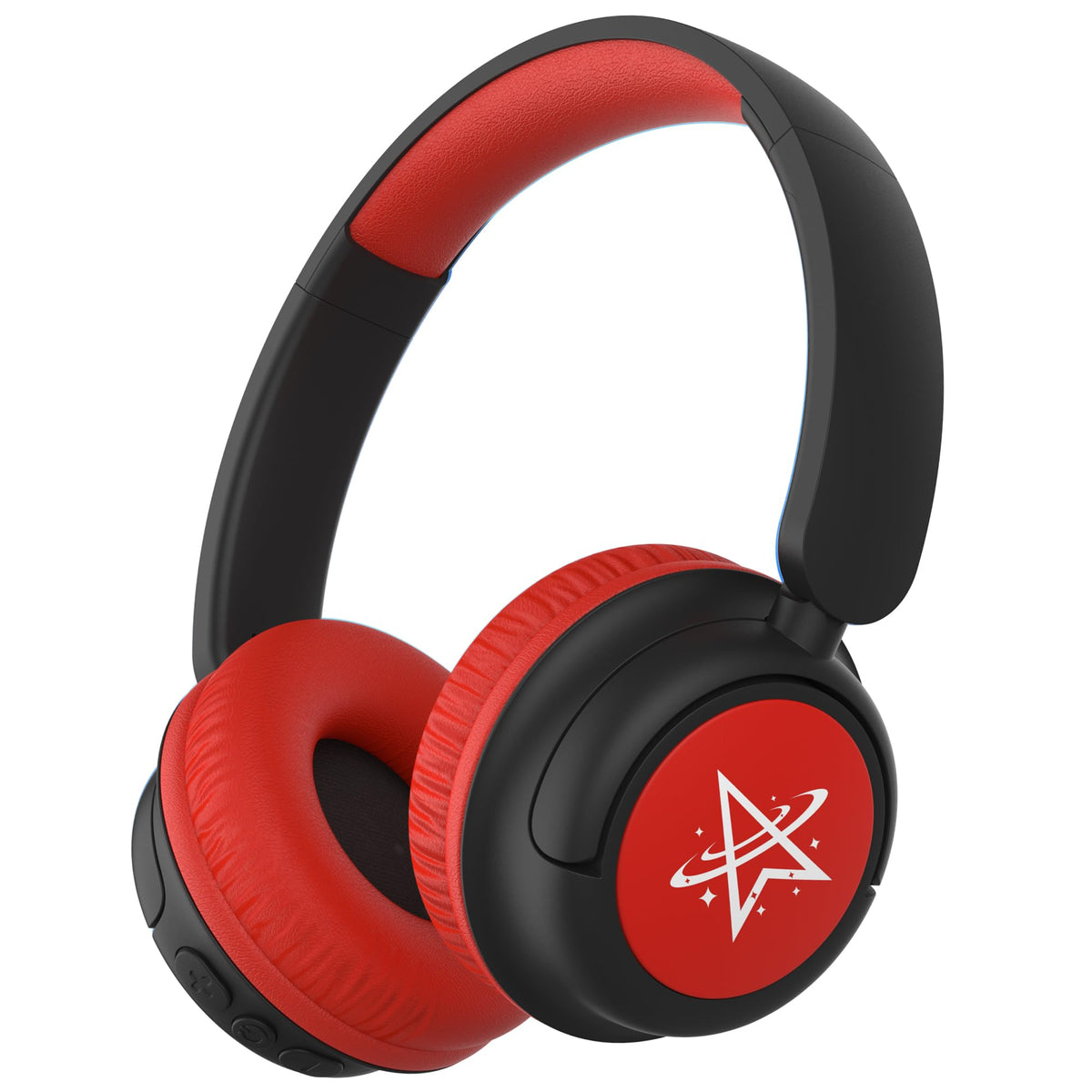 iClever BTH22 kids headphones red front view highlighting safe listening options