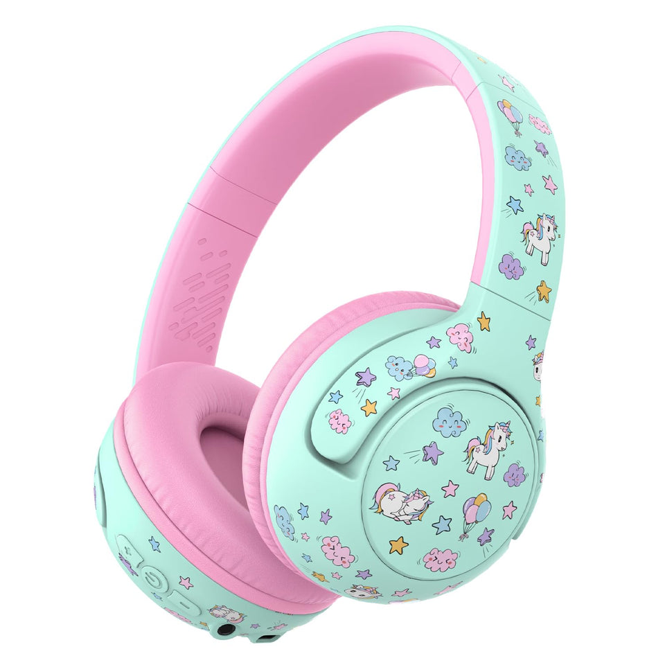 iClever BTH27 toddler headphones front view in green for comfortable wear