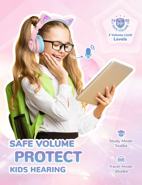 iClever cat ear headphones folded compact for easy storage and travel