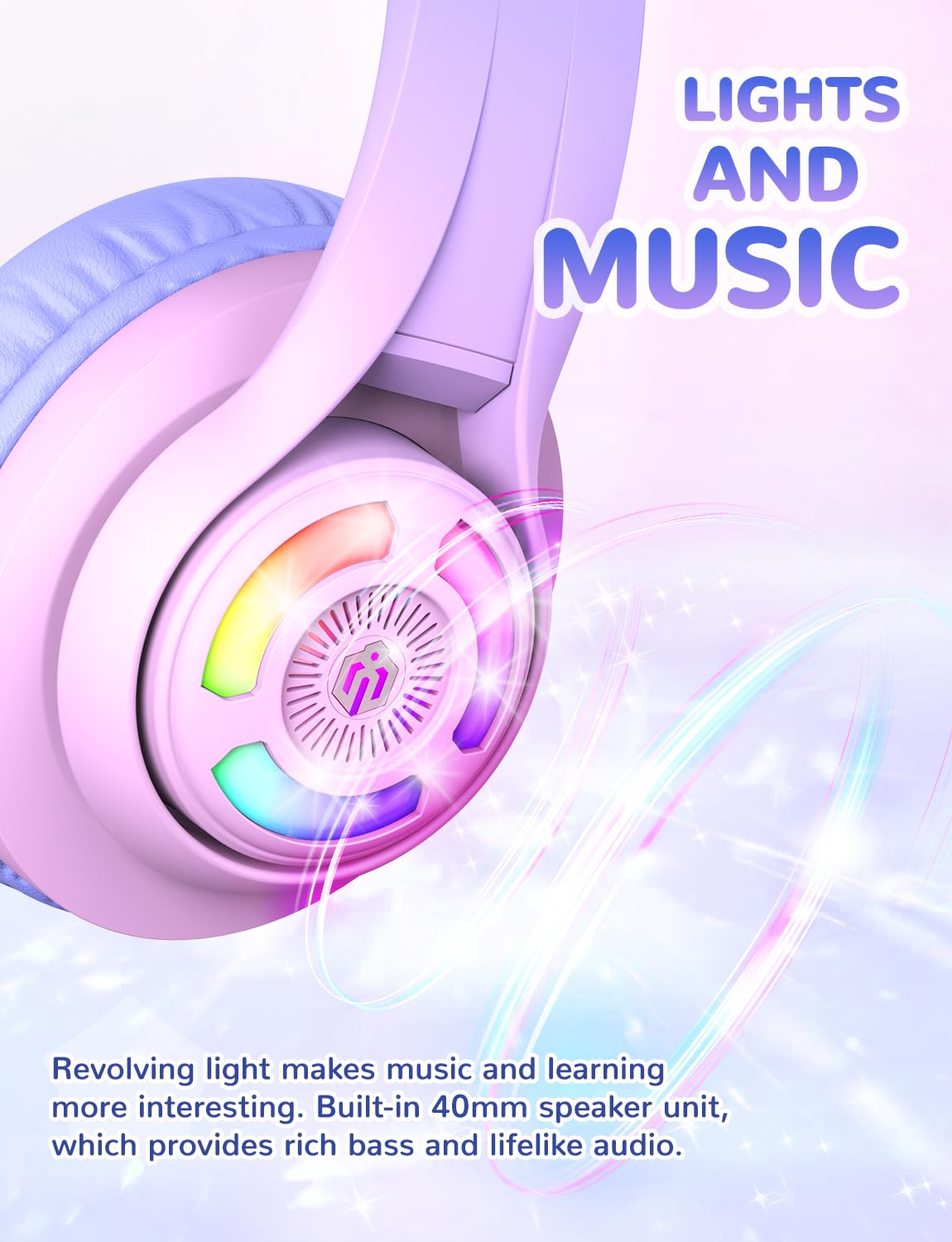 iClever cat ear LED lights detail highlighting colorful lights and visual fun