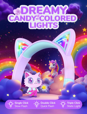 iClever cat ear RGB lights closeup showcasing playful illumination benefits