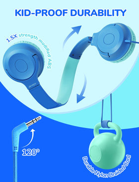 iClever folded swivel headset highlighting durable, compact storage benefit