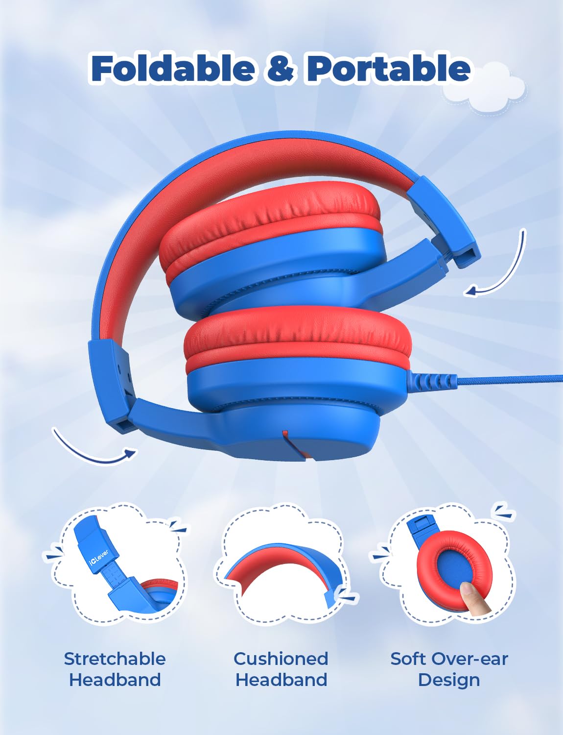 iClever Headphones 40mm drivers delivering clear stereo sound for games.