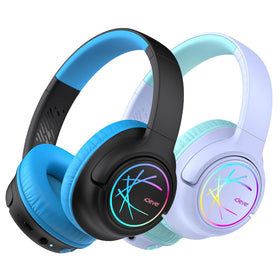 iClever front packaging showing two-color kids headphones and benefits
