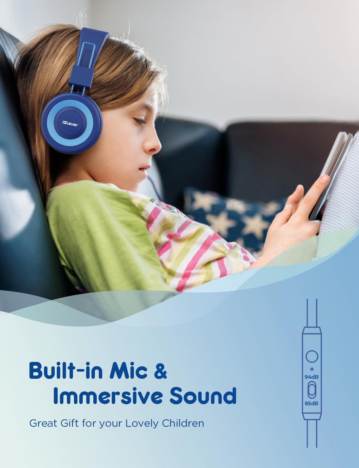 iClever HS14 foldable design makes travel and storage simple for kids.