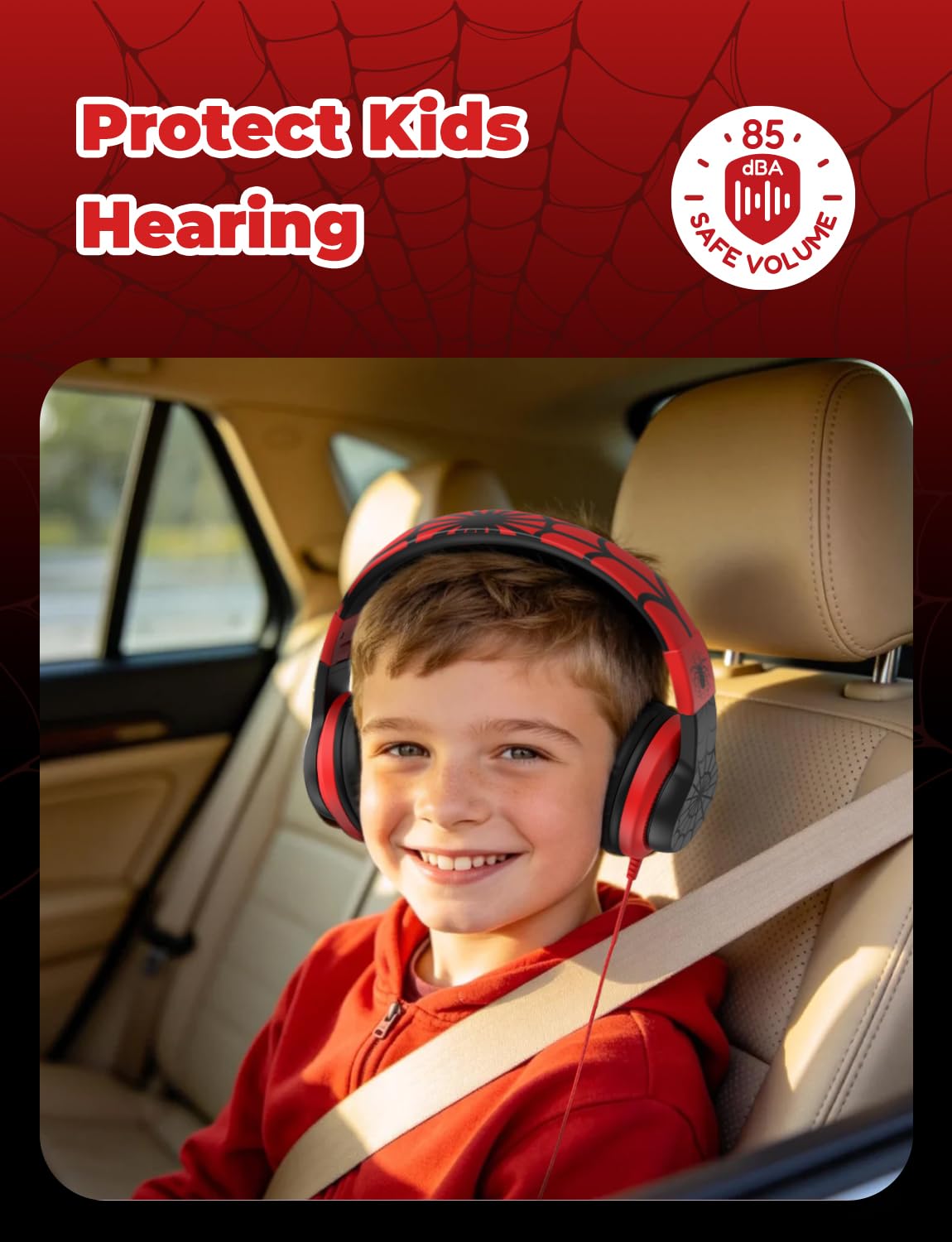 iClever HS19 kids headphones compact folded form perfect for school bags.