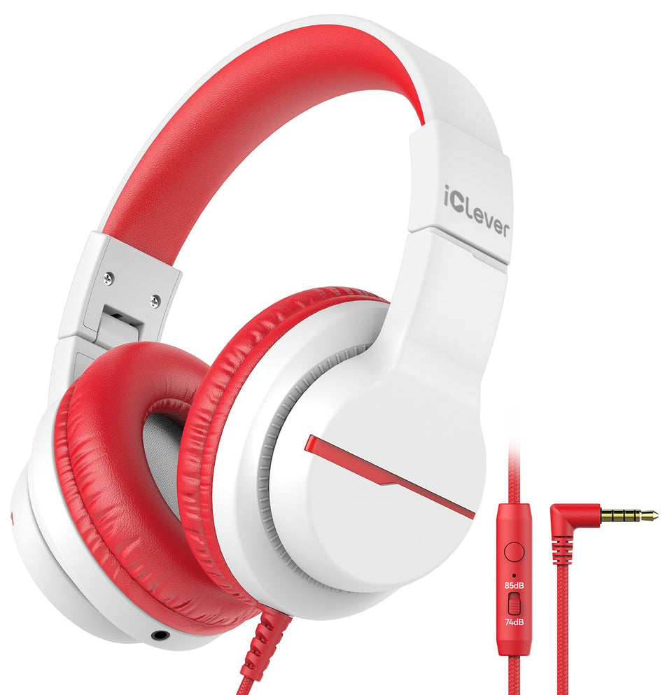 iClever HS19 kids headphones front view highlighting comfortable fit for children
