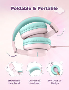 iClever HS19 pink 40mm drivers deliver balanced stereo sound