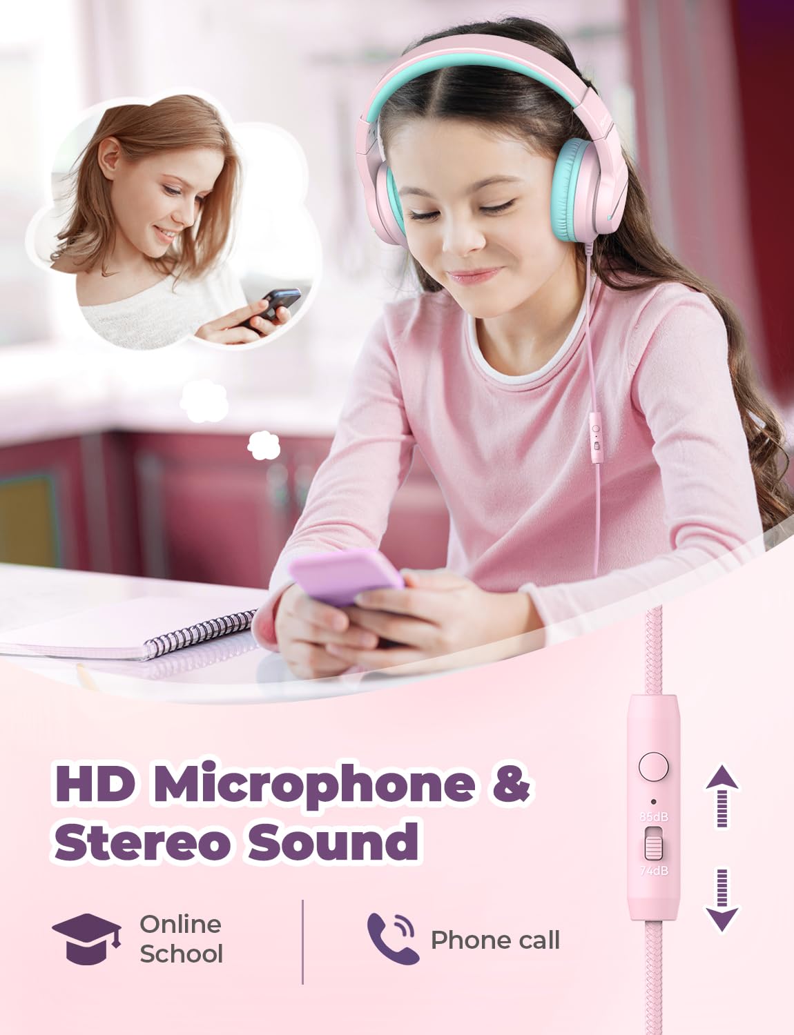 iClever HS19 pink microphone ideal for clear calls