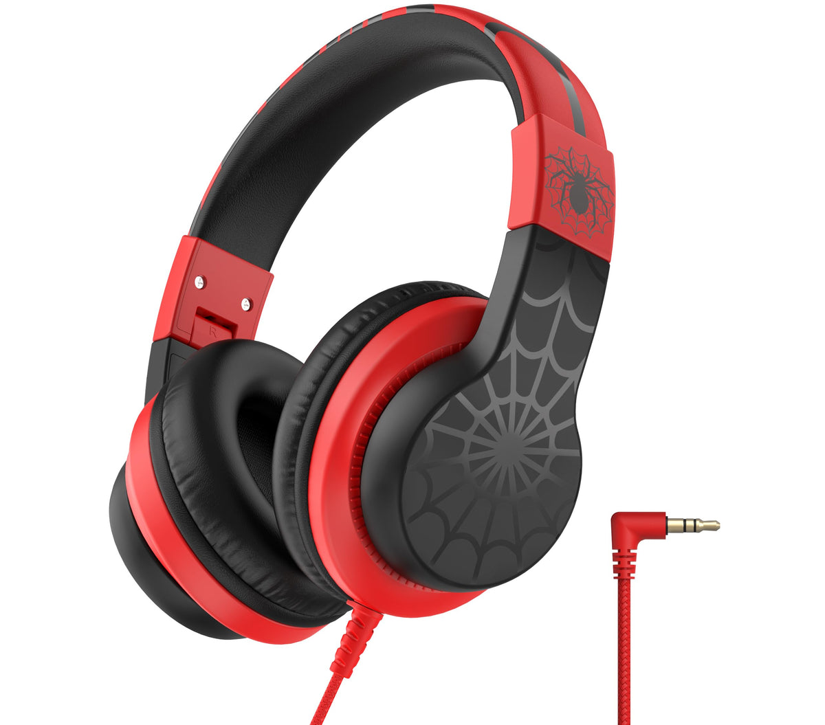 iClever HS19 kids headphones spider black with foldable design for travel.