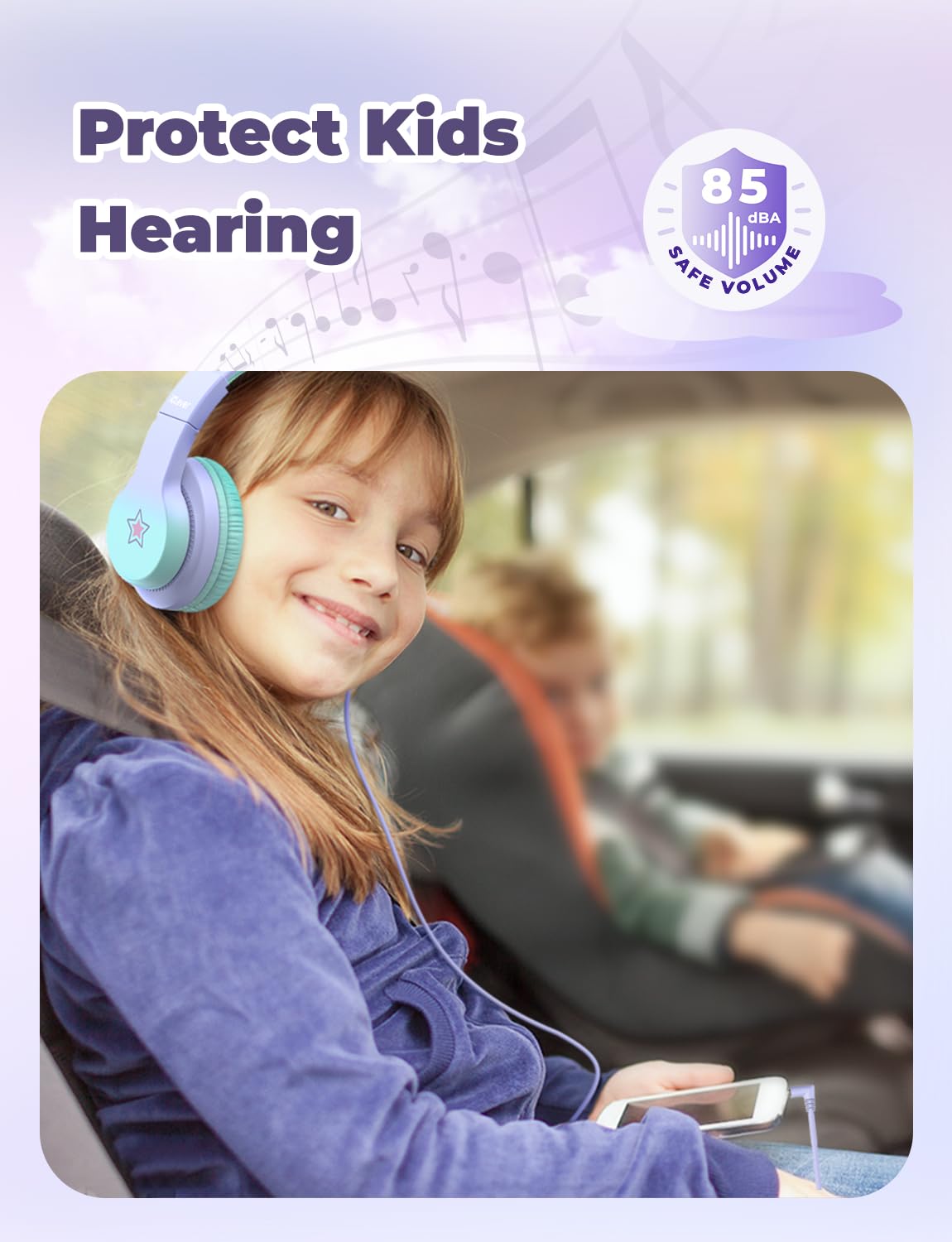 iClever HS19S volume-limited 85dBA protects little ears during daily use.