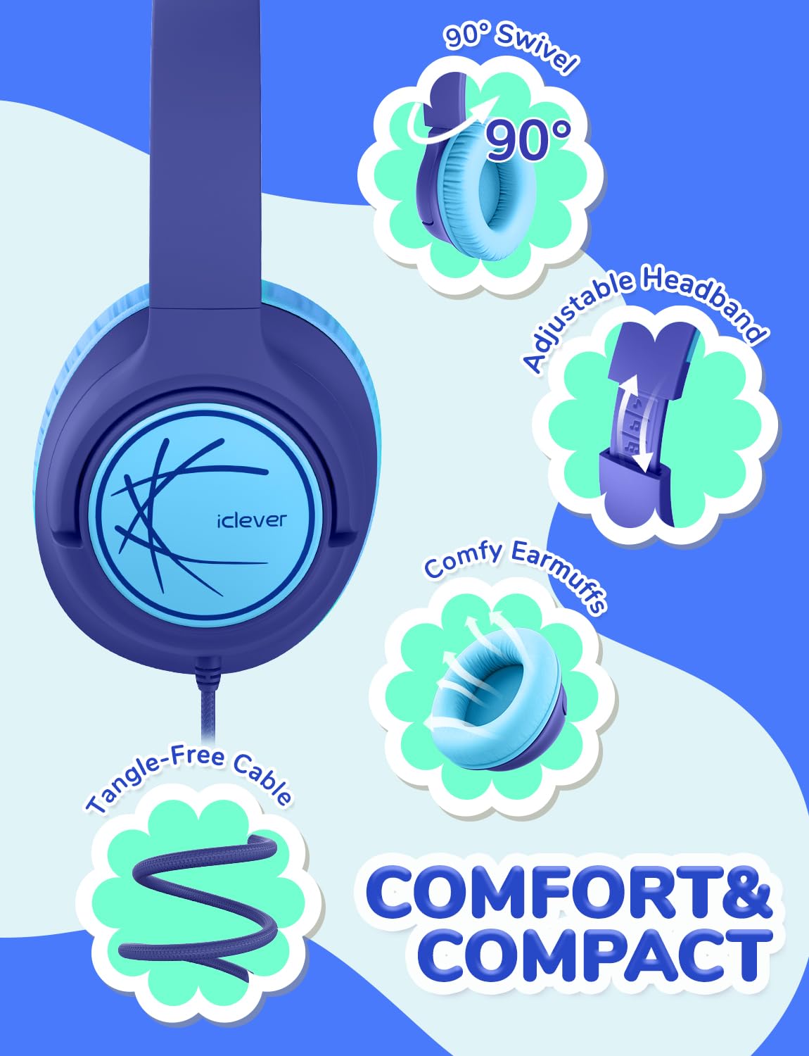 iClever HS26 ultra-lightweight headphones for all-day use