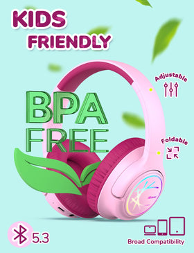 iClever kids headphones with built-in microphone for calls and learning apps
