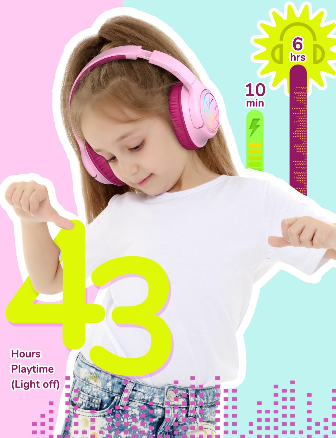 iClever kids ergonomic foldable headphones designed for on-the-go wear