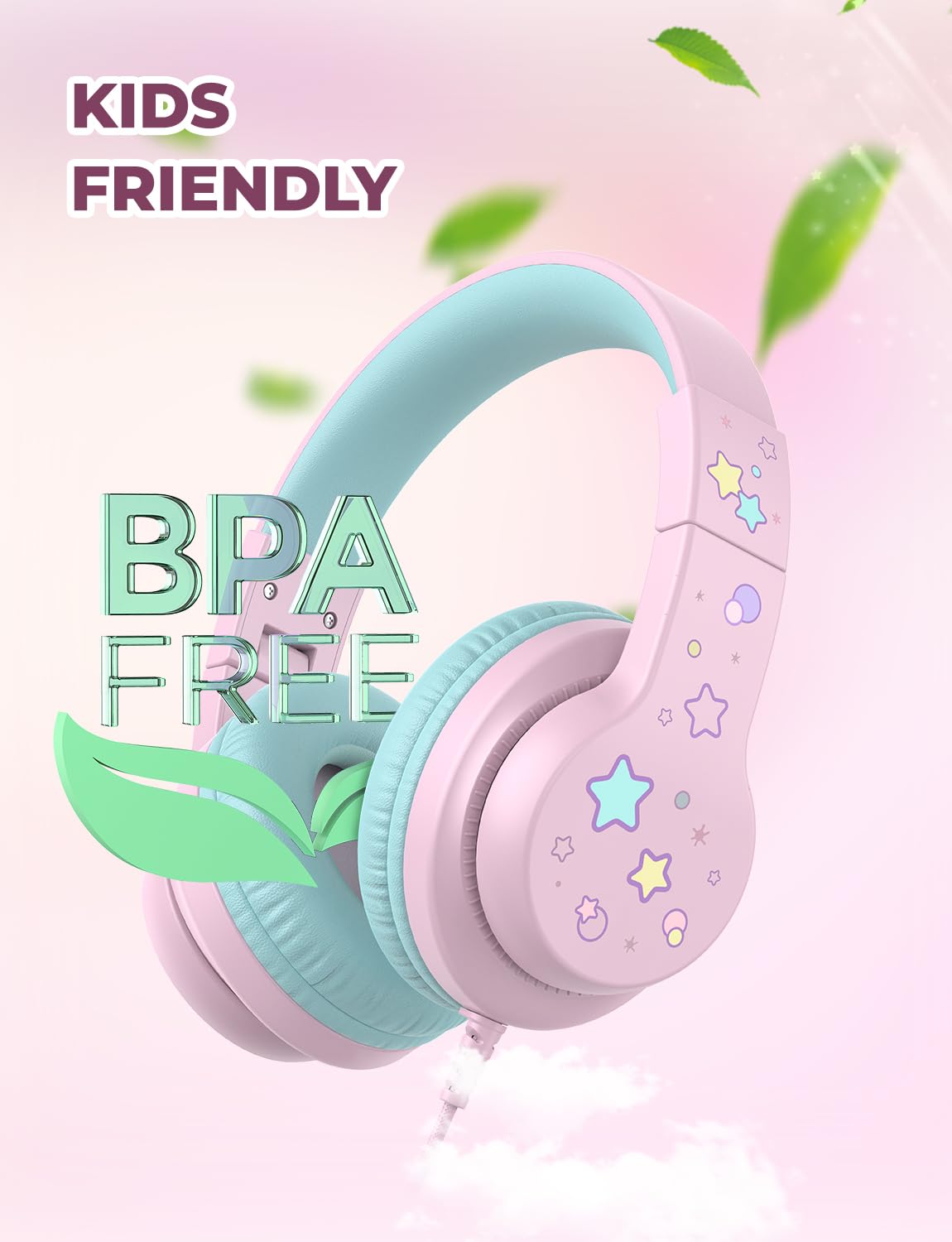 iClever Kids Headphones with 40mm drivers for balanced stereo sound.
