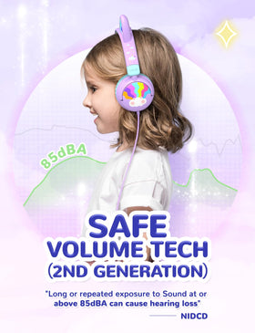 iClever Kids Headphones 85dBA safe volume protects young ears.