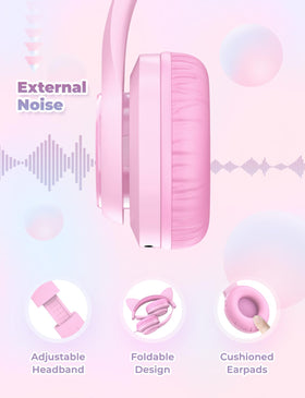 iClever Kids Headphones feature adjustable headband and soft cushions for comfort.