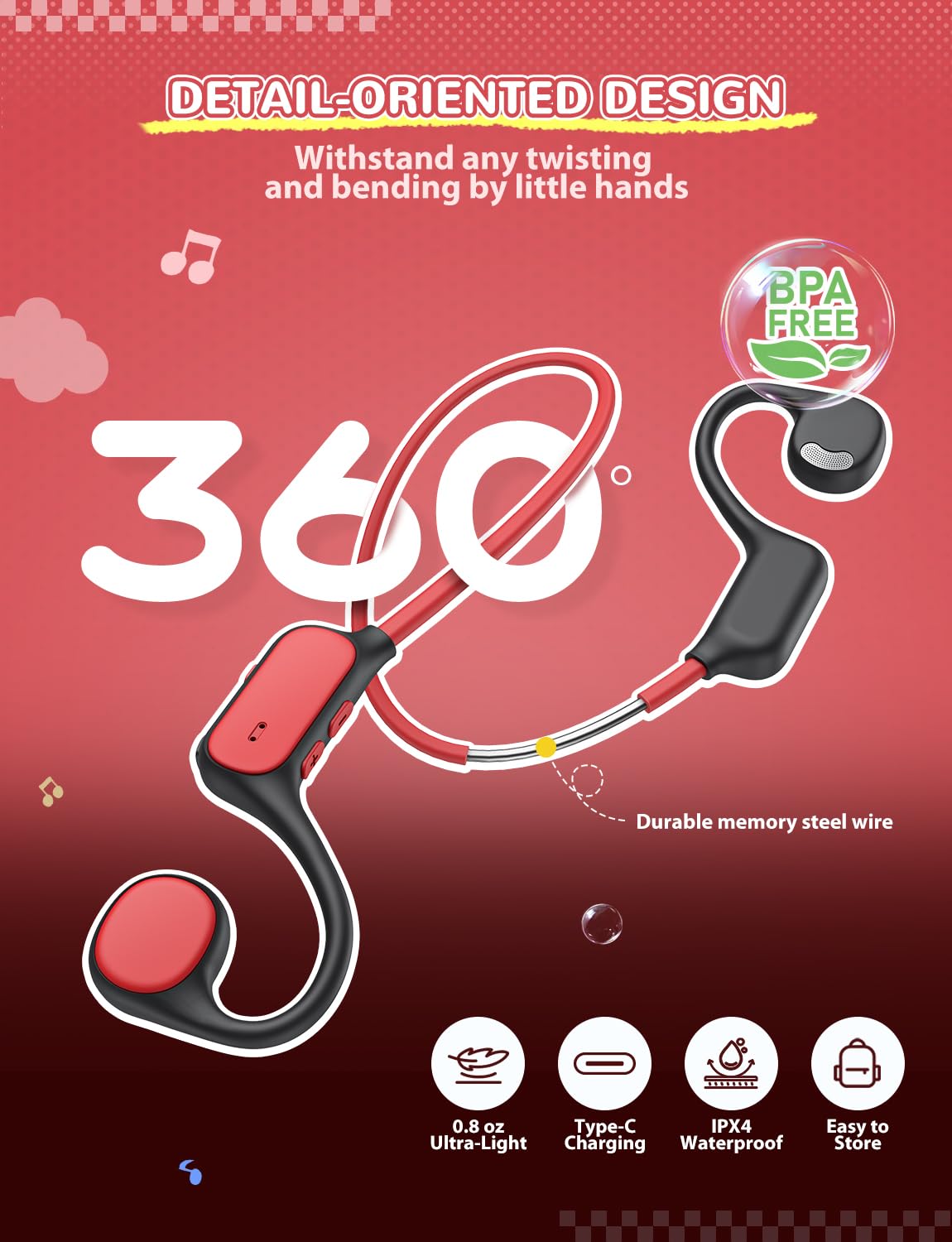 Back-hanging memory steel wire enables flexible 360-degree bending