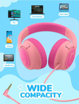 iClever Pink2 Headphones with braided cable for tangle-free use