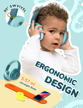 iClever Kids Headphones ergonomic design for comfortable all-day wear.
