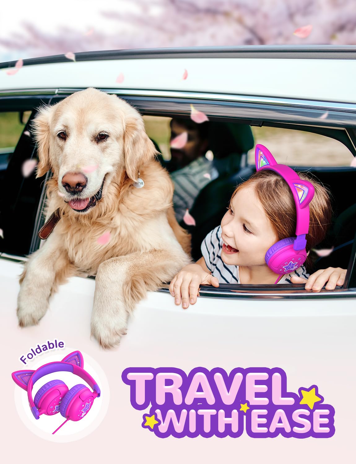 iClever Kids Headphones foldable design for easy storage and portability.