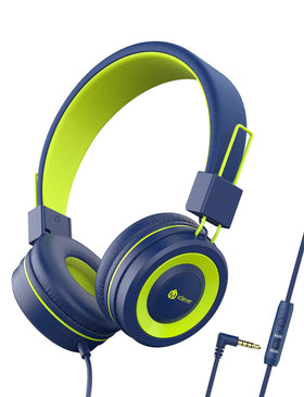 iClever kids headphones green with microphone for calls and learning