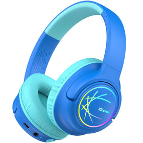 iClever Kids Headphones front view with LED lights for safe listening